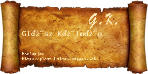 Glósz Kálmán névjegykártya